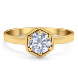 Minimalist Round Natural Stone Solitaire Ring