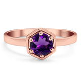 Minimalist Round Natural Stone Solitaire Ring