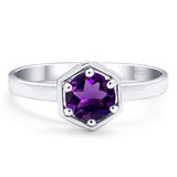 Minimalist Round Natural Stone Solitaire Ring