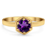 Minimalist Round Natural Stone Solitaire Ring