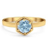 Minimalist Round Natural Stone Solitaire Ring