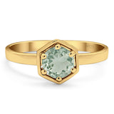 Minimalist Round Natural Stone Solitaire Ring