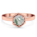 Minimalist Round Natural Stone Solitaire Ring