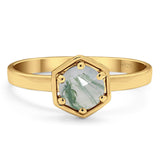 Minimalist Round Natural Stone Solitaire Ring