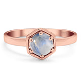 Minimalist Round Natural Stone Solitaire Ring