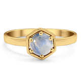 Minimalist Round Natural Stone Solitaire Ring