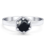 Minimalist Round Natural Stone Solitaire Ring