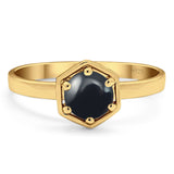 Minimalist Round Natural Stone Solitaire Ring