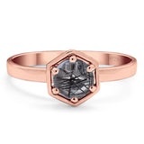 Minimalist Round Natural Stone Solitaire Ring