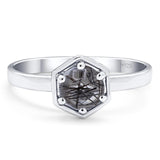 Minimalist Round Natural Stone Solitaire Ring