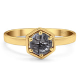 Minimalist Round Natural Stone Solitaire Ring