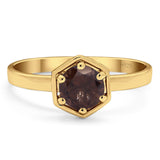 Minimalist Round Natural Stone Solitaire Ring