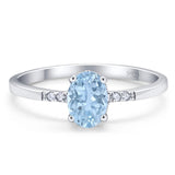 Vintage Style Oval Natural Aquamarine Wedding Ring 925 Sterling Silver
