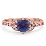 Art Deco Round Natural Stone Leaf Style Ring