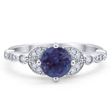 Art Deco Round Natural Stone Leaf Style Ring