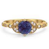 Art Deco Round Natural Stone Leaf Style Ring