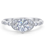 Art Deco Round Natural Stone Leaf Style Ring