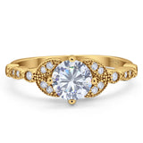 Art Deco Round Natural Stone Leaf Style Ring