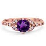 Art Deco Round Natural Stone Leaf Style Ring