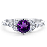 Art Deco Round Natural Stone Leaf Style Ring