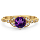 Art Deco Round Natural Stone Leaf Style Ring