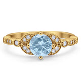 Art Deco Round Natural Stone Leaf Style Ring