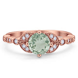 Art Deco Round Natural Stone Leaf Style Ring