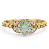 Art Deco Round Natural Stone Leaf Style Ring