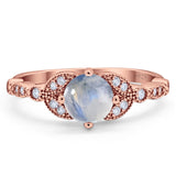 Art Deco Round Natural Stone Leaf Style Ring