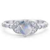 Art Deco Round Natural Stone Leaf Style Ring