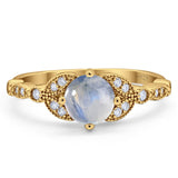 Art Deco Round Natural Stone Leaf Style Ring