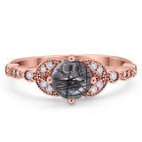 Art Deco Round Natural Stone Leaf Style Ring