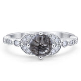 Art Deco Round Natural Stone Leaf Style Ring