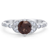 Art Deco Round Natural Stone Leaf Style Ring