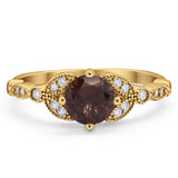 Art Deco Round Natural Stone Leaf Style Ring