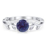 Minimalist Round Lab Alexandrite Solitaire Infinity Shank Ring 925 Sterling Silver