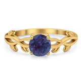 Minimalist Round Natural Stone Solitaire Ring