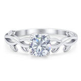Minimalist Round Moissanite Solitaire Infinity Shank Ring 925 Sterling Silver