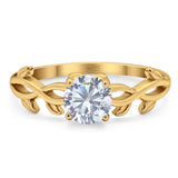 Minimalist Round Natural Stone Solitaire Ring