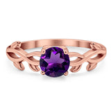 Minimalist Round Natural Stone Solitaire Ring