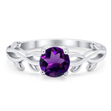 Minimalist Round Natural Stone Solitaire Ring