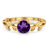 Minimalist Round Natural Stone Solitaire Ring