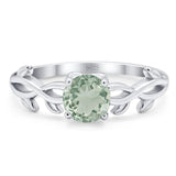 Minimalist Round Natural Stone Solitaire Ring