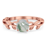 Minimalist Round Natural Stone Solitaire Ring