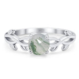 Minimalist Round Natural Stone Solitaire Ring