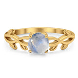 Minimalist Round Natural Stone Solitaire Ring