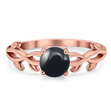 Minimalist Round Natural Stone Solitaire Ring