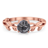Minimalist Round Natural Stone Solitaire Ring