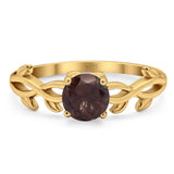 Minimalist Round Natural Stone Solitaire Ring