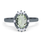 Art Deco Oval Natural Stone Beaded Ring